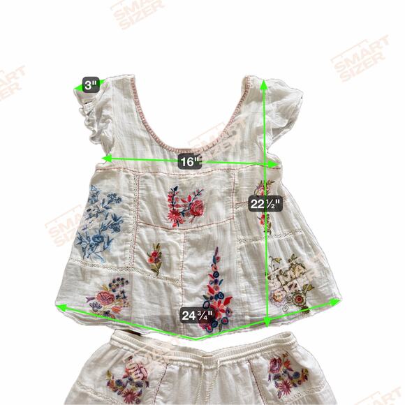Anthropologie Rosalina Embroidered Sleep Top Bottom Set White XS M Floral Soft - Picture 6 of 9